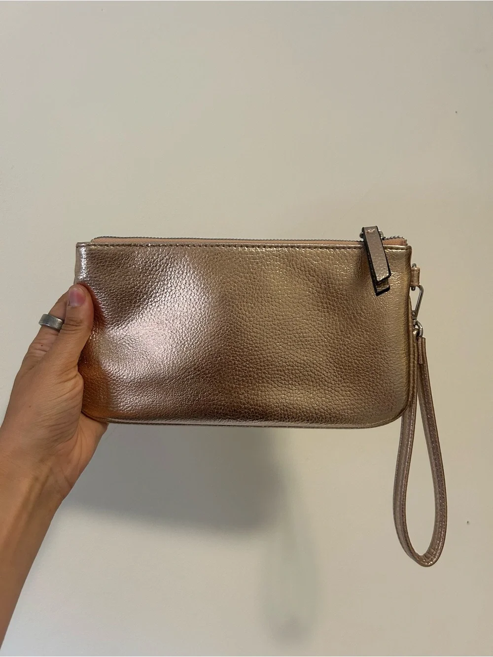 Nine West Metallic Rose Gold Wristlet